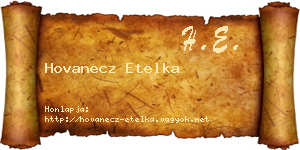 Hovanecz Etelka névjegykártya